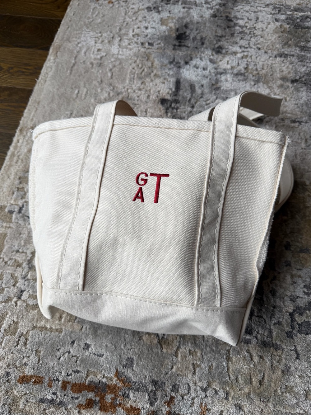 L.L. Bean Monogram Boat and Tote Cream Canvas Tote